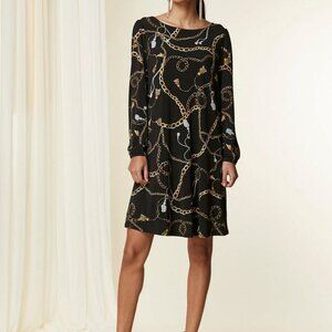 MICHAEL Michael Kors Keegan Chain-Link Print Dress – Black, Size M